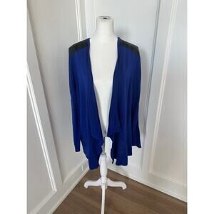 Allison Daley Womens Blue Draped Lightweight Open Front Cardigan Sweater Size L